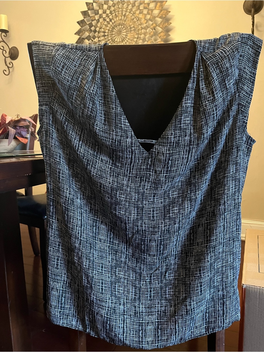 Banana Republic Black and White Crosshatch Sleeveless Top